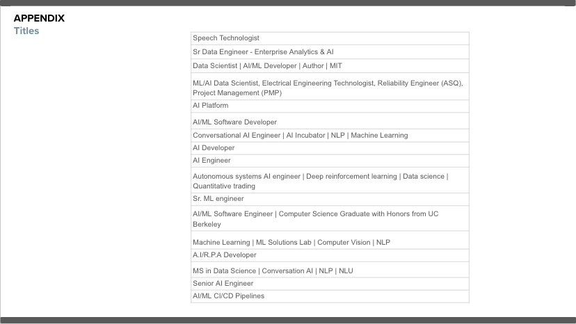 AI Developer Appendix